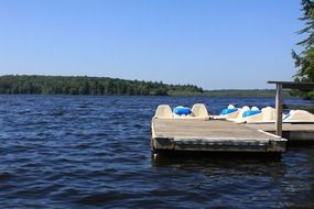 floating pier on a forest lake