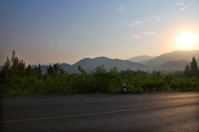 empty road at the sunset