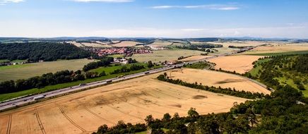 top view of a highway around the picturesque landscape