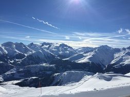 ski trace in scenic mountain landscape