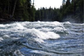 rapids with waves on the river