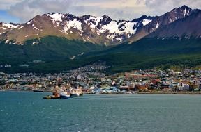 coastal city at mountain, argentina, ushuaia