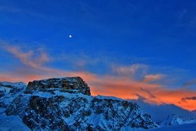 pordoi pass at the sunset