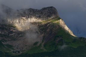 fog over the mountain in the Alps