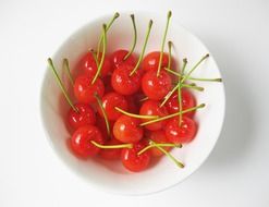 cherry fruits in the white bowl