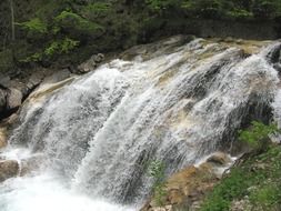 foamy stream on stone bed in forest, germany, bavaria