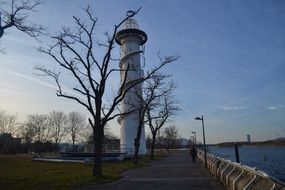 Beautiful and colorful sunset on Danube Island