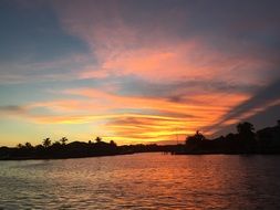 orange sunset over nature of florida