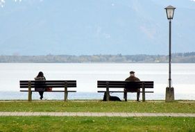 benches for rest near the lake