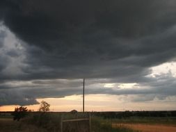 landscape of grey thunderstorm over the field