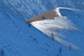 change of light and shadow in the snowy Alps