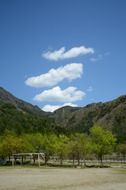 blue sky over the mountains of japan