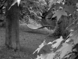 lying mat black white