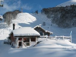 Snow on the huts