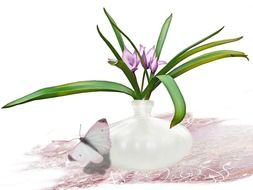 drawing delicate flowers in a vase