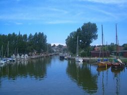 ships in a canal harbor in Germany