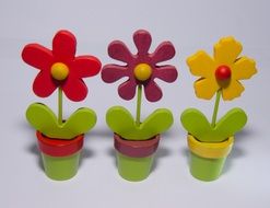colorful wooden flowers as decor