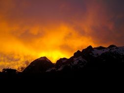 afterglow sky over the mountains