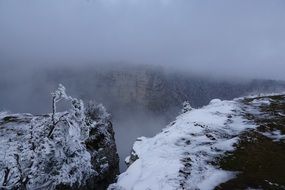 snowfall in the mountains