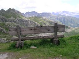 wooden bench in the mountains