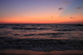 Strong waves at sunset