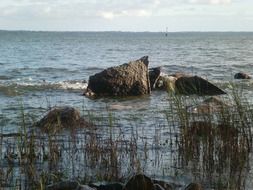 rocks in the middle of quiet water