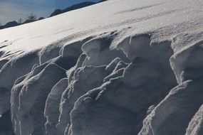 snow on the mountain in the dark