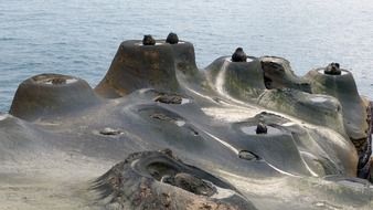 scenic grey rocks at sea, republic of china, taiwan