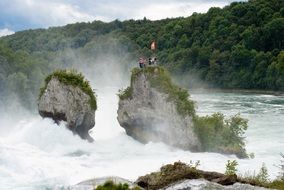 waterfall rhein people