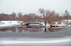 Snowy bridge in winter