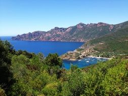 panoramic view of the picturesque rocky coast of corsica