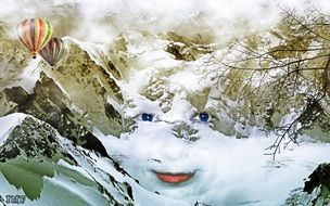 mountain face poster drawing