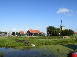 windmill in a traditional Dutch landscape