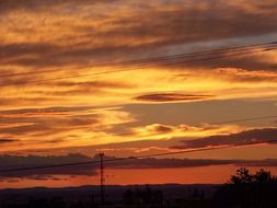 Landscape with the dawn on the horizon outdoors