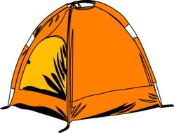 drawing of an orange camping tent