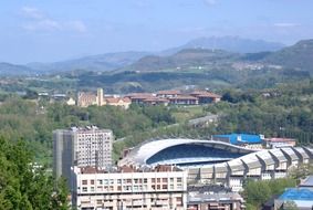Beautiful and colorful landscape with Estadio Anoeta in San Sebastian