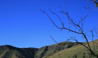 clear blue sky above the mountains