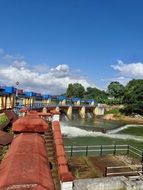 dam on river in village, india, aruvikkarai
