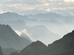 mountain in white haze