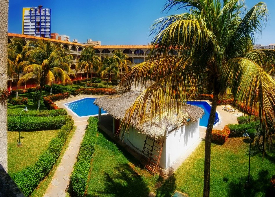 hotel among the palm trees on the island of Margarita