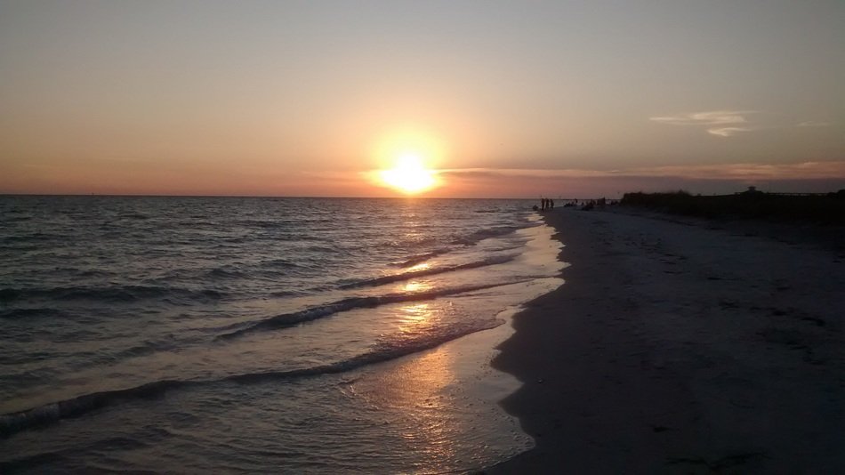 sunset reflection on the beach