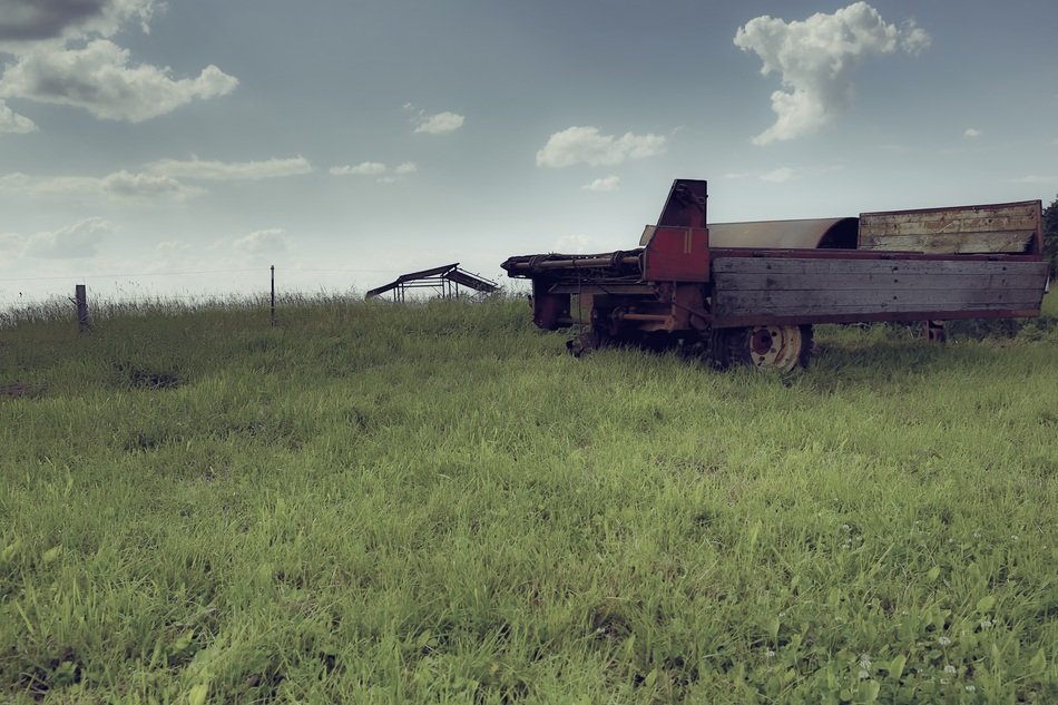 trailer on the agricultural field