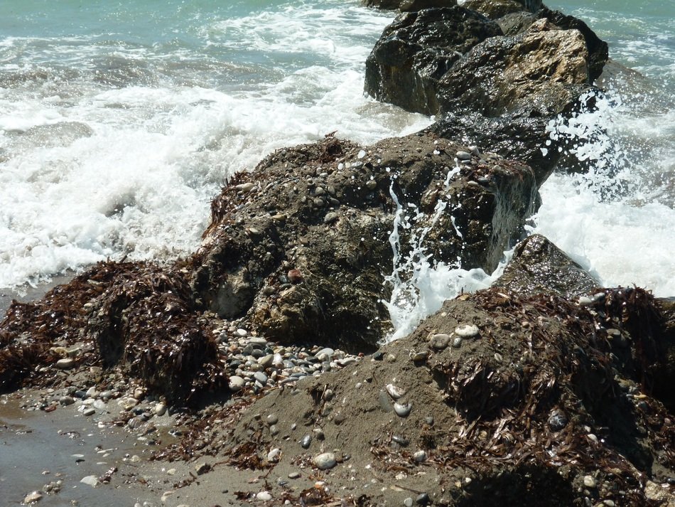 rocky shore in Rhodes, Greece