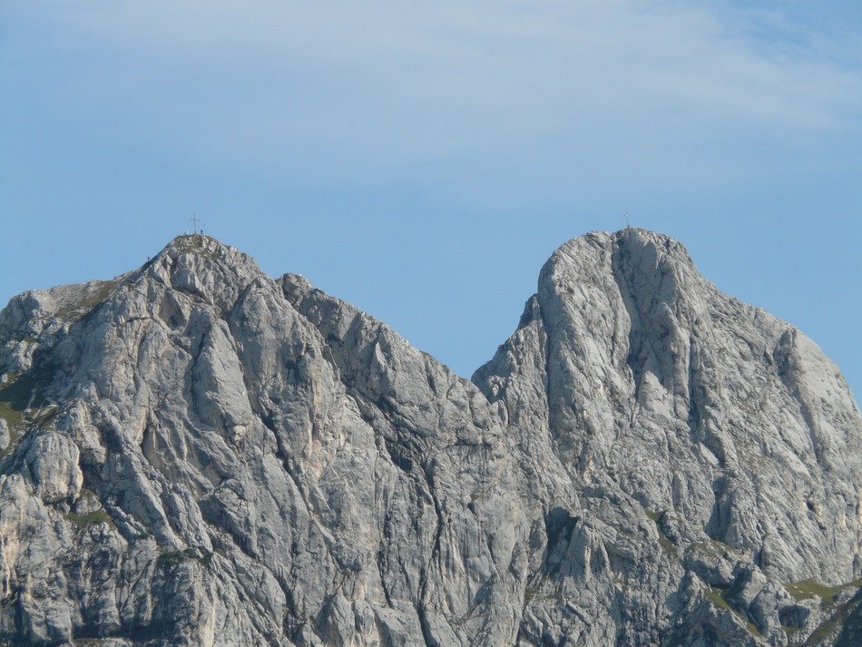 peaks of the Alps on the background of bright sky