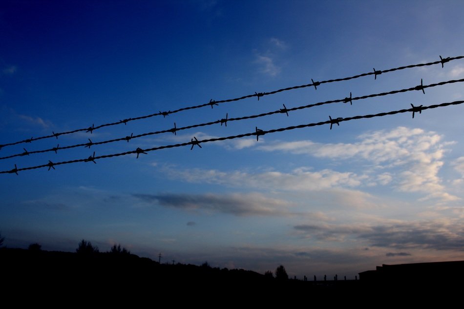 barbed wire dramatic fence view