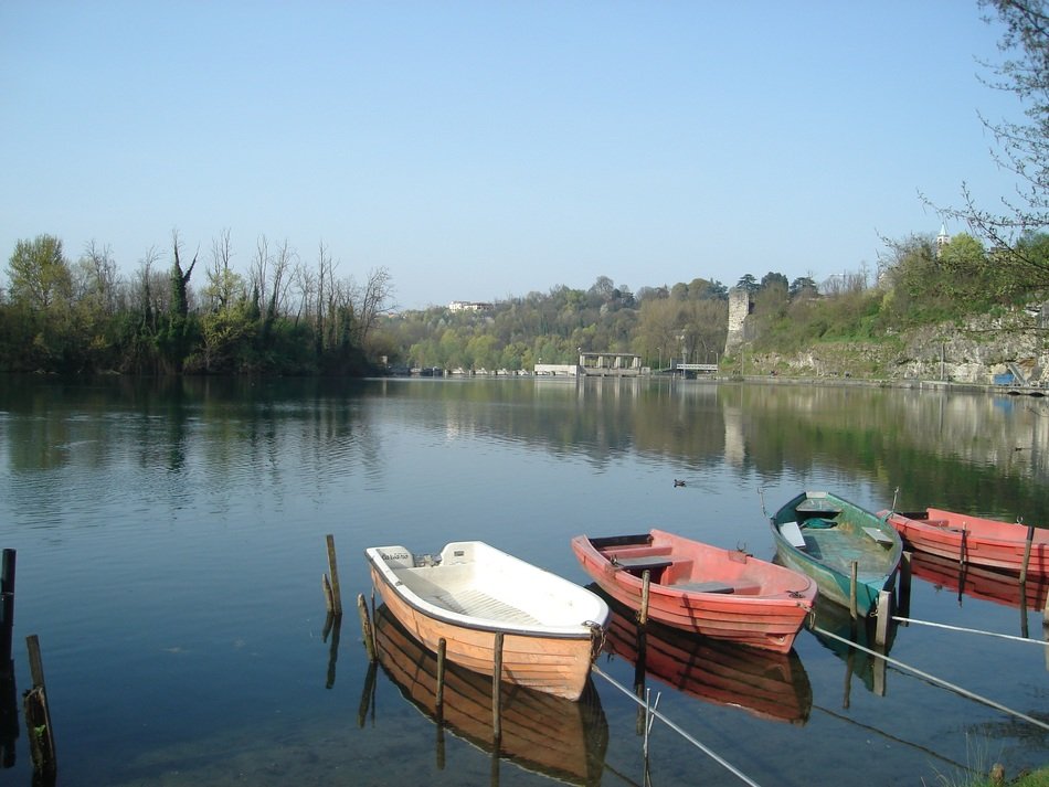 little boats on the river in Italy