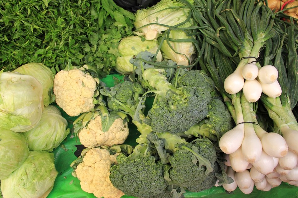 Fresh green vegetables on the market