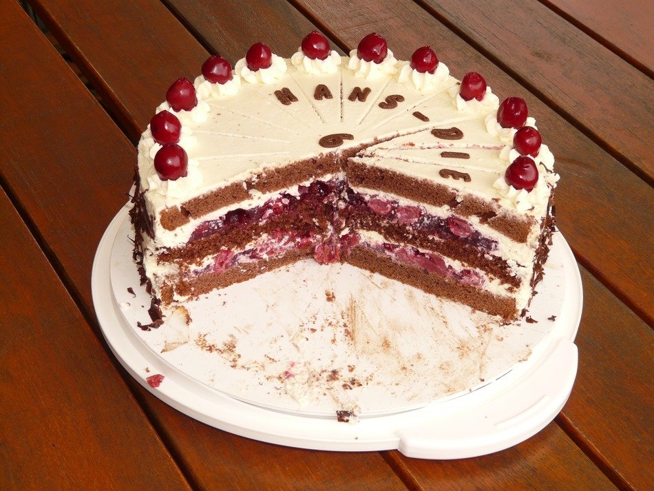 black forest cake cut