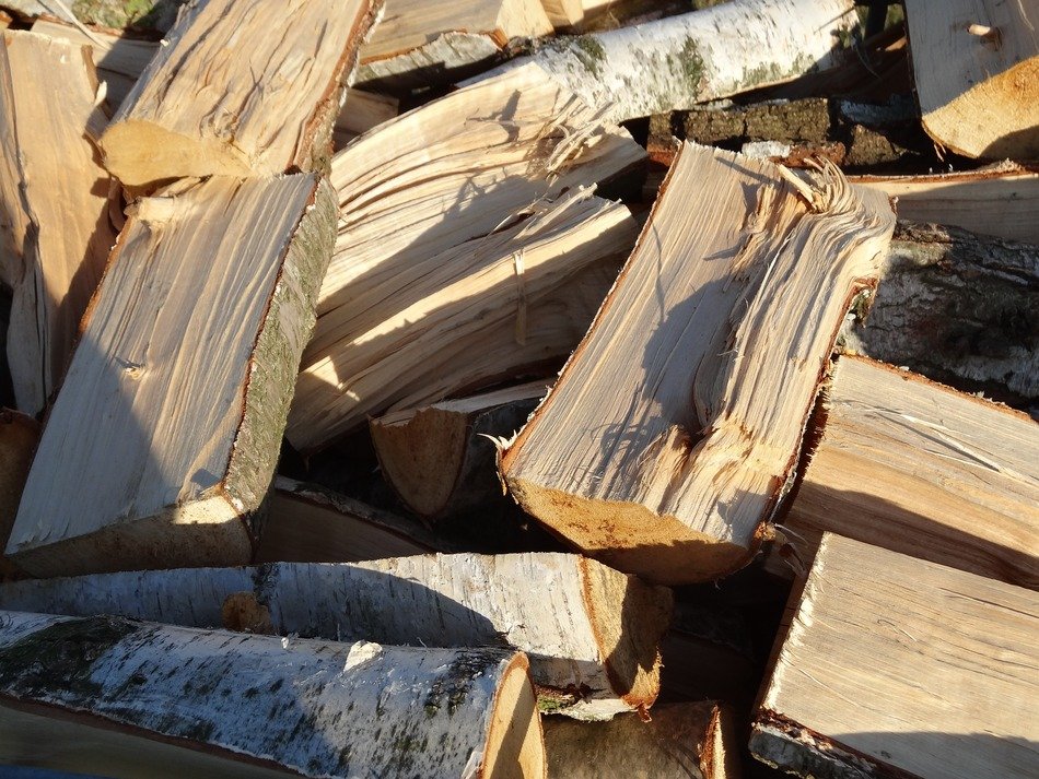wood for the fireplace in the sun