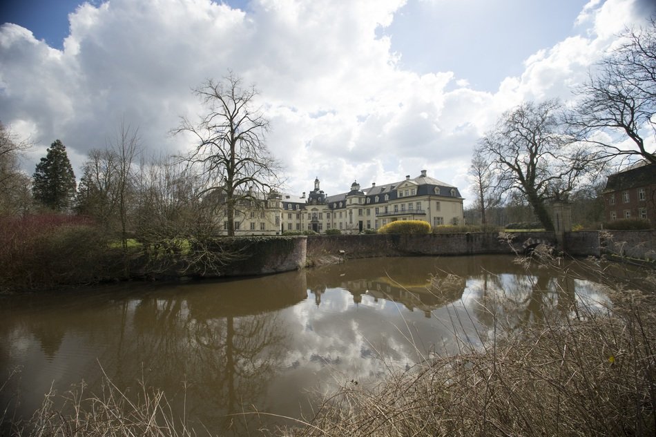 Luxury noble castle Reflection in pond